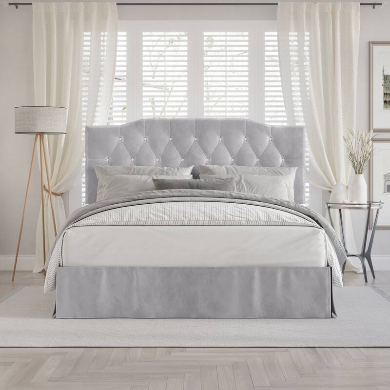 CraftPorch Modern Velvet Tufted Upholstered Platform Bed