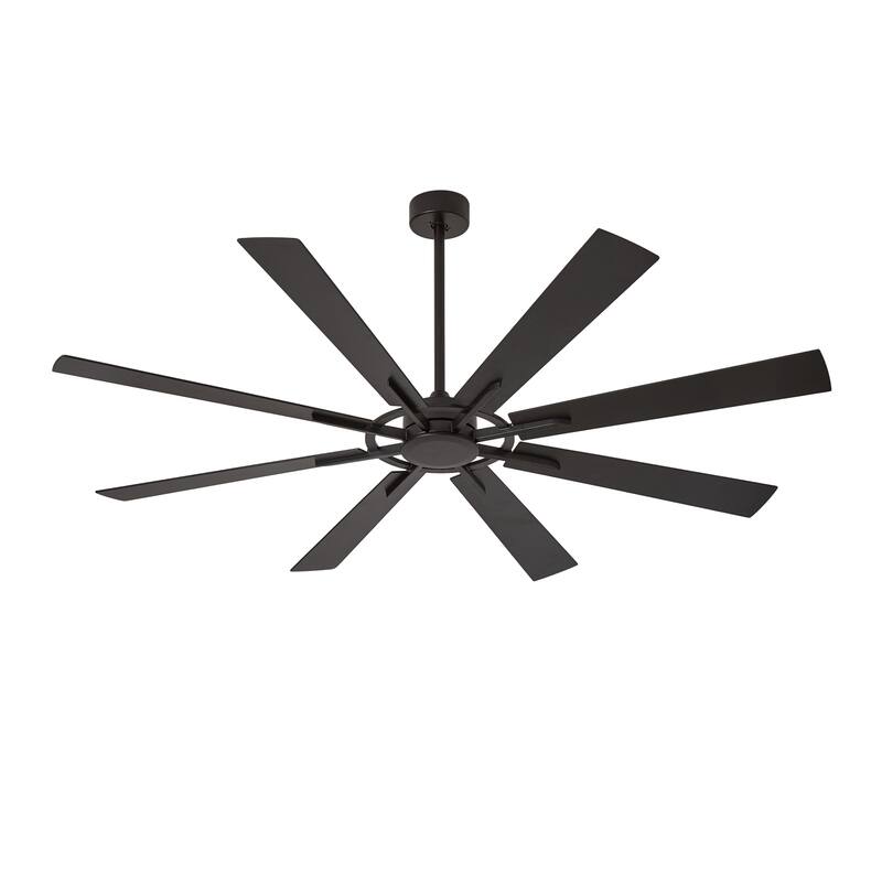 72" large Ceiling Fan for Farmhouse: without Light 8 Blades 5-Speed Timer - with Remote for Big Indoor Outdoor Covered Patio - 66in - Black