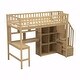 preview thumbnail 7 of 31, Wooden Twin Loft Bed with Built-in Desk, LED Lights, Storage Shelves, Cabinets & Staircase
