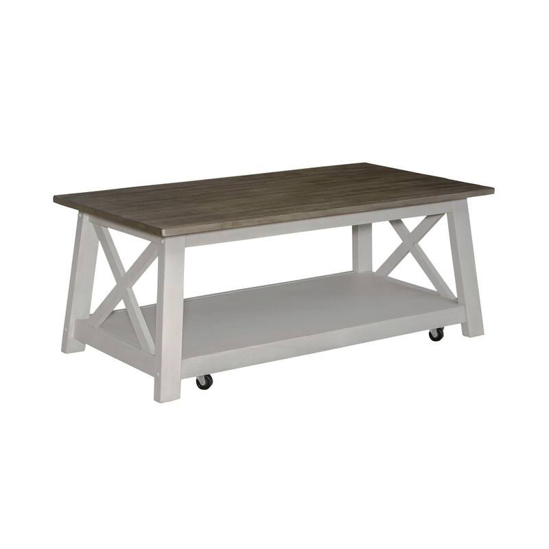 Laurel Bluff Antique White Dust Gray Rectangular Cocktail Table