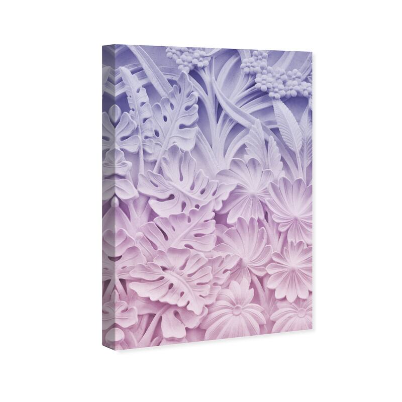 Wynwood Studio Canvas Floral and Botanical Clay Flowers and Leaves Purple and Light Purple Tropical Wall Art Canvas Print