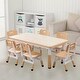 preview thumbnail 1 of 8, Kids Table and Chairs Set with 6 Seats, Non-Slip Legs for Ages 2-10 - N/A Beige