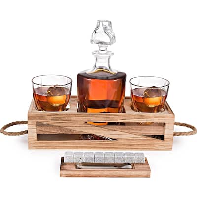 Whiskey Decanter and Glasses Set - 26 oz
