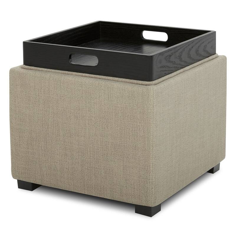 Spruce & Spring Ethan Storage Stool Ottoman - Single - Beige-Fabric