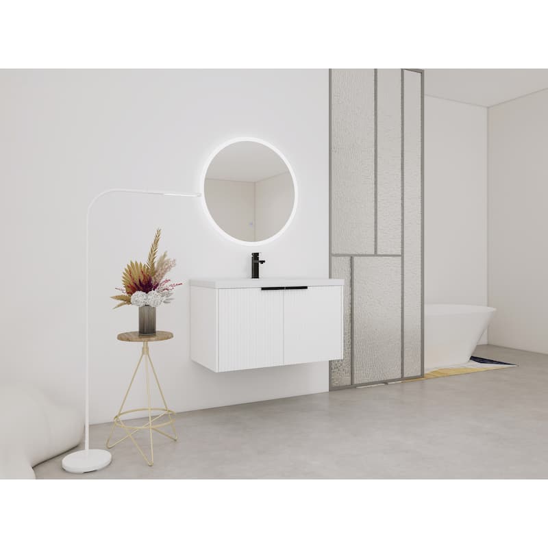 Wall Mounted Bathroom Vanity with Resin Sink