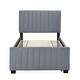 preview thumbnail 6 of 9, Twin Size Velvet Platform Bed with Pull-out Cord Twin Size Trundle, Upholstered Bed with Wooden Support Legs, Grey