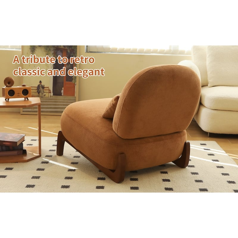 Cute Accent Chair with Solid Wood Legs, Velvet Living Room Chair with Soft Cushion, Cozy Bedroom Chair