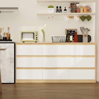 63"W 9 Drawer Dresser Accent Dresser for Living Room Bedroom Chest