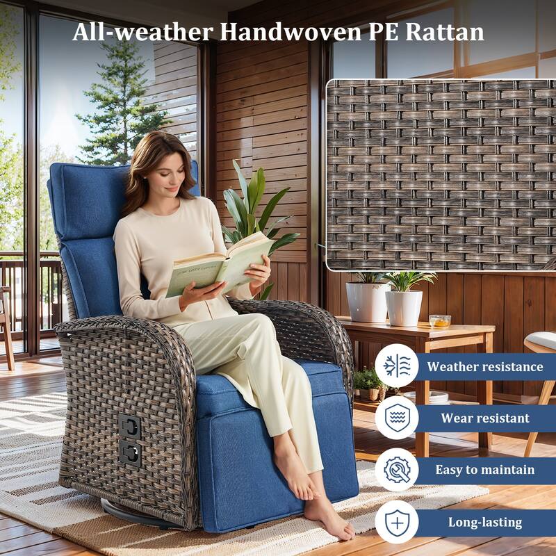 Pocassy Swivel Reclining Chair Lounge Chair with Adjustable Backrest