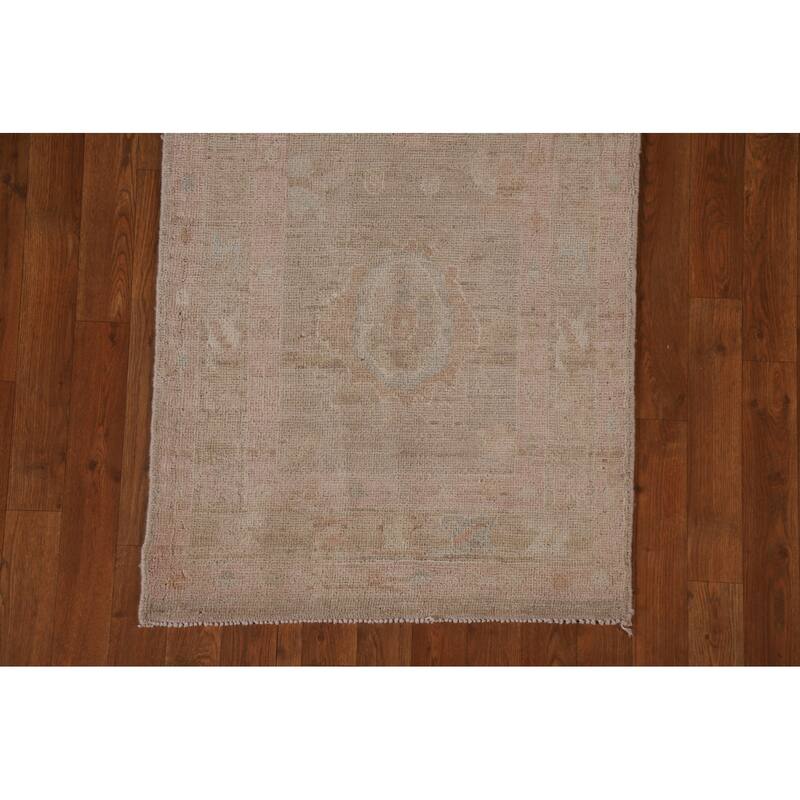 Oushak Oriental Runner Rug Hand-knotted Vegetable Dye Wool Carpet - 2'6"x 9'8"