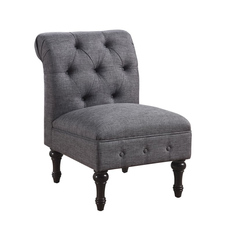 Rosevera LaGuardia Slipper Chair, Chesterfield, Armlesschair - Grey