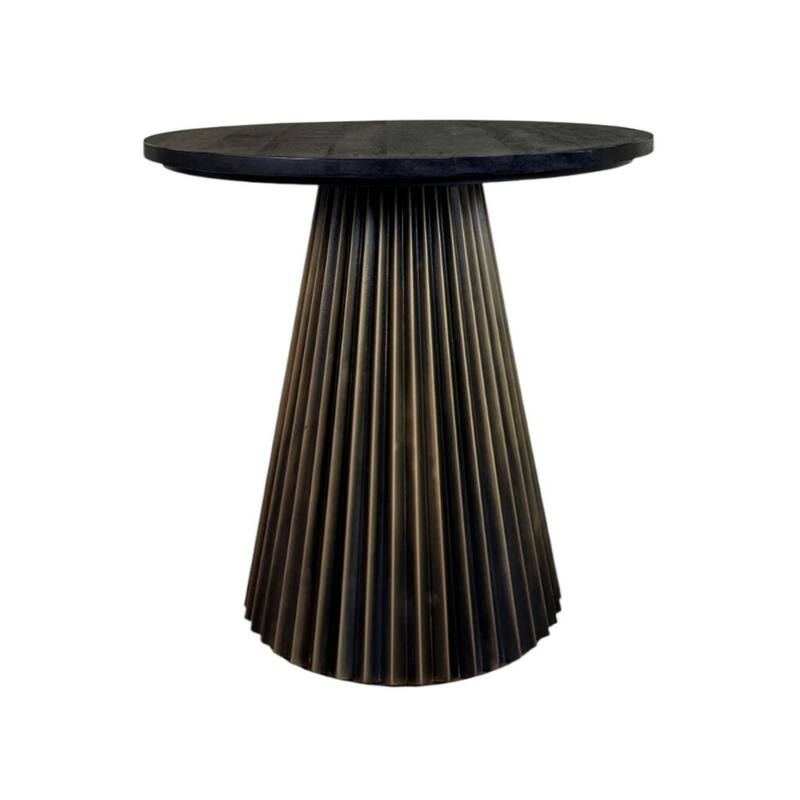 Harmony Groove Dining table - Round Mango Wood Top with Black-Honed Finish - 30"