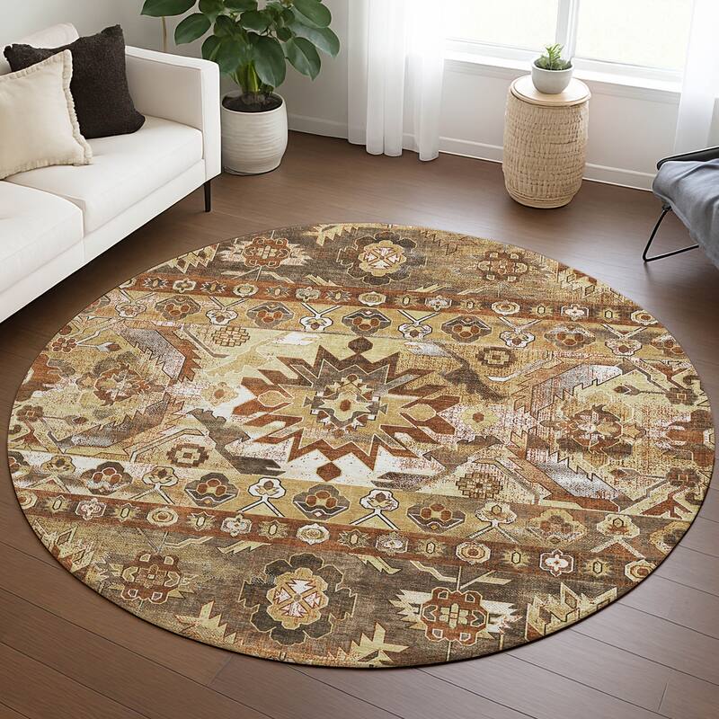 Machine Washable Indoor/ Outdoor Traditional Hudson Chantille Rug