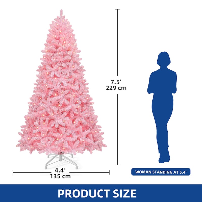 6/7.5 Ft Pink Spruce Artificial Christmas Tree - 7.5 Foot