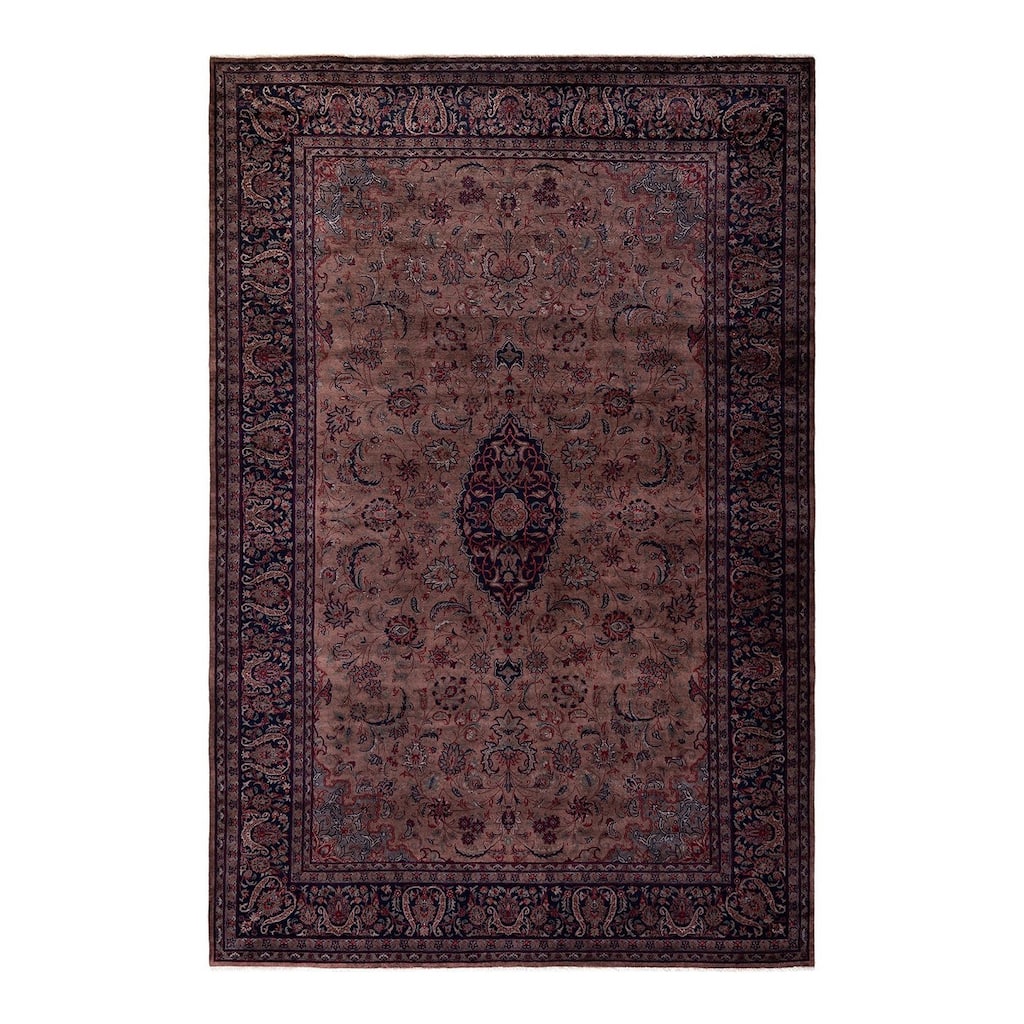 Overton Hand Knotted Wool Vintage Inspired Modern Contemporary Overdyed Brown Area Rug - 6' 2" x 9' 3"