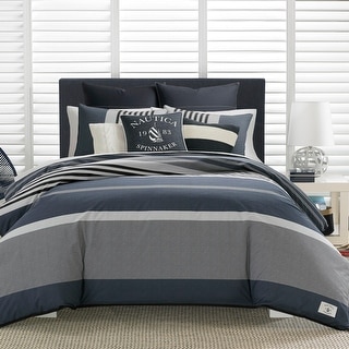 Nautica Rendon Cotton Grey Duvet Cover Set