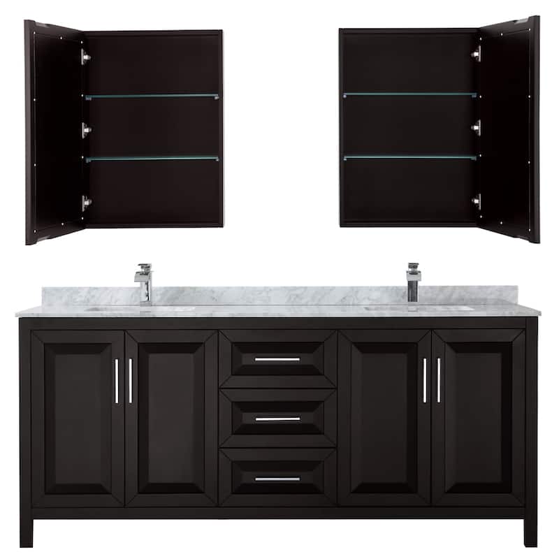 Daria 80-inch Double Vanity, Marble Top, Medicine Cabinets