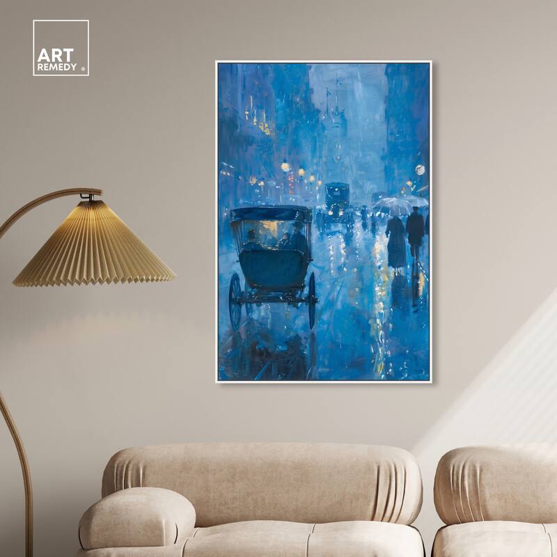 Art Remedy London Nights Framed Impressionism 1 Piece Canvas Wall Art /Monet And Van Gogh Inspired Art