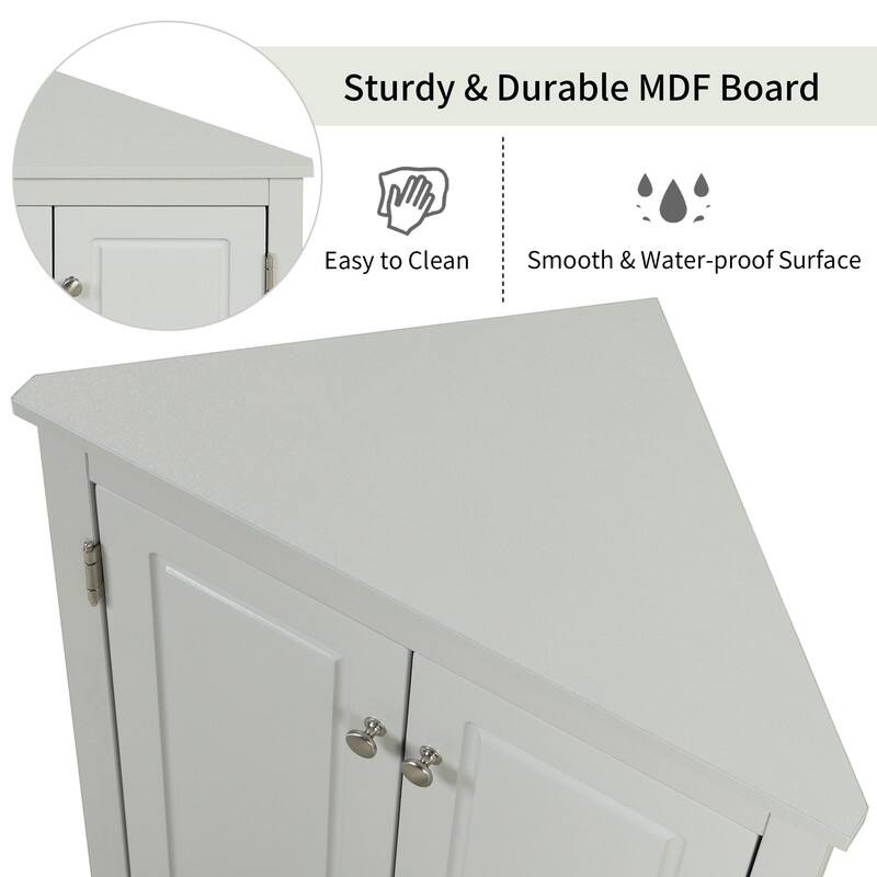 Bathroom Storage Cabinet with Adjustable Shelves, Triangle Bathroom Storage Cabinet, Freestanding Floor Cabinet
