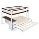 preview thumbnail 6 of 16, Bunk Bed with Twin size Trundle, Storage and Desk, White