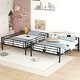 preview thumbnail 21 of 25, Metal Full over Full Bunk Bed Frame with Ladder, Full-length Guardrail for Kids, Teens - Convertible into 2 Separate Full Beds
