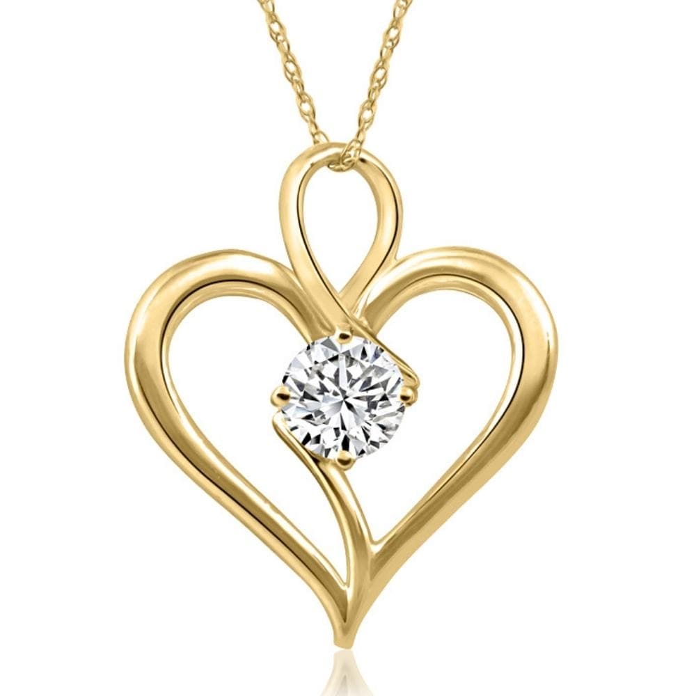 Bliss Diamond 3/4Ct Diamond Solitaire Heart Necklace in Yellow Gold Pendant