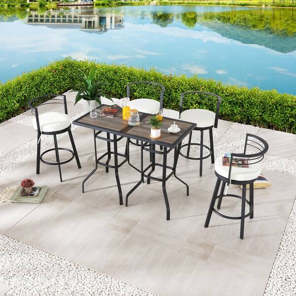 Patio Festival 4-Person Bar Height Dining Set with Cushions - Bed Bath ...