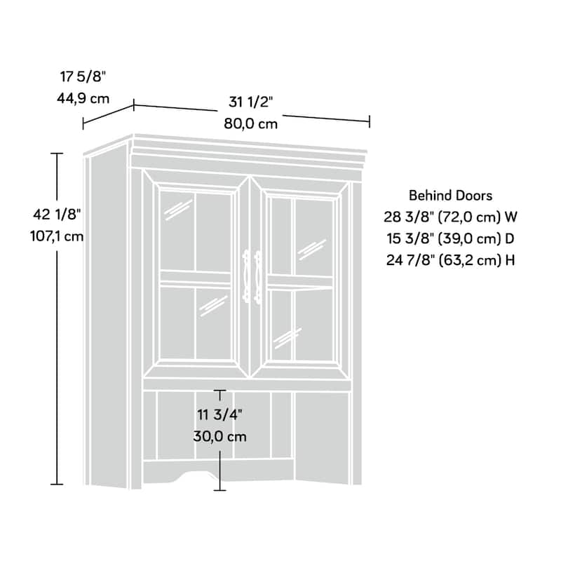 Wood Library Hutch with Glass Doors, Brown - 31.50" W x 17.68" D x 42.17" H