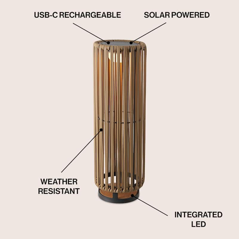 Modern Faux Indoor/Outdoor LED Solar Powered Lantern, By JONATHAN Y