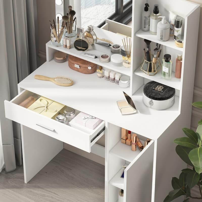 Vanity Dresser with Mirror Set Storage Drawers Luxury Furniture