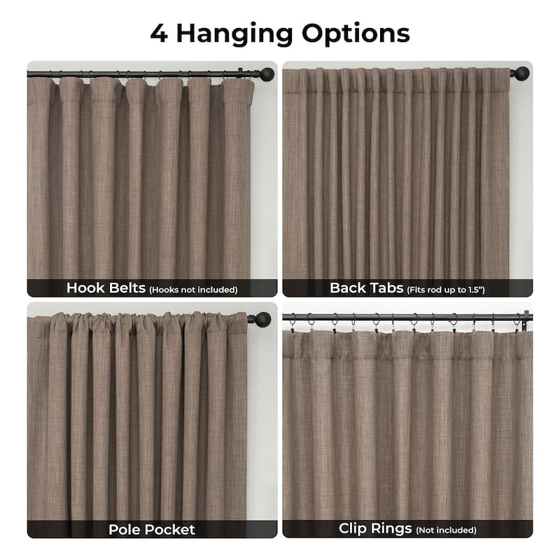 Exclusive Fabrics Textured Faux Linen Extra Wide Curtains Rod Pocket Single Panel (1 Panel)