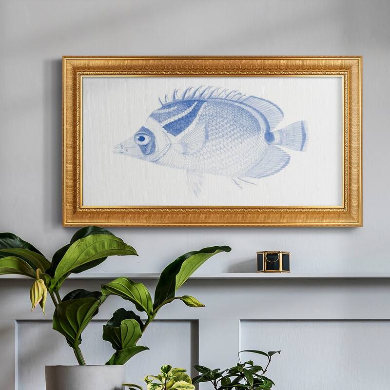 Blue & White Tropical Fish IV Premium Framed Canvas- Ready to Hang