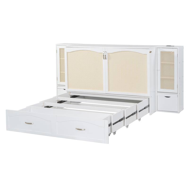 Murphy Bed Wall Bed w/Trundle, Storage Underneath, Sockets & USB Ports