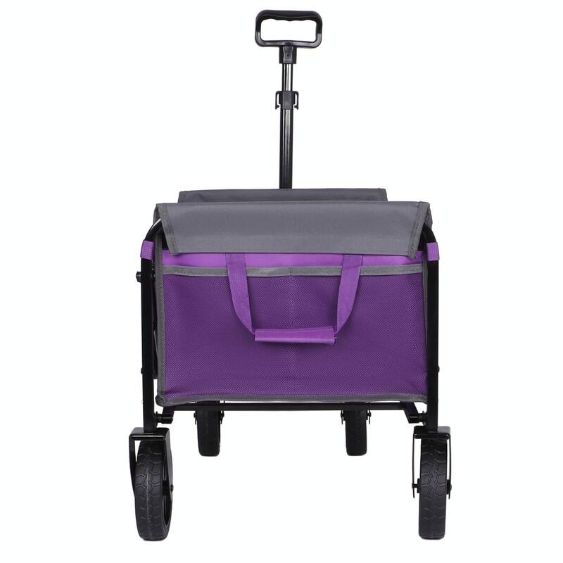 All-in-One Convertible Folding Utility Trolley with 4 Wheels, Bench Seat & Dog Leash