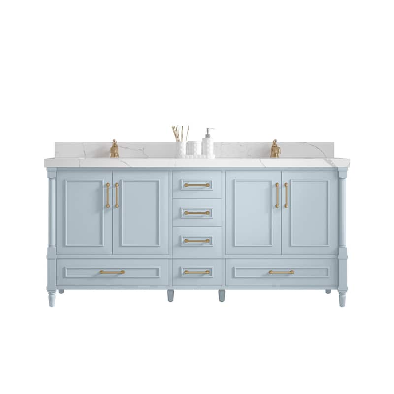 Willow Collections 72 in. W x 22 in. D Reeded Aberdeen Double Bowl Sink Bathroom Vanity with Countertop