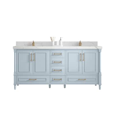 Willow Collections 72 in. W x 22 in. D Reeded Aberdeen Double Bowl Sink Bathroom Vanity with Countertop