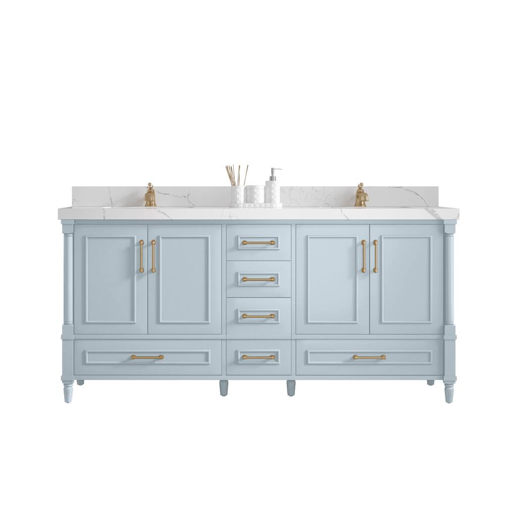 Willow Collections 72 in. W x 22 in. D Aberdeen Double Bowl Sink Bathroom Vanity with Countertop