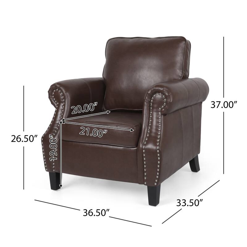 Dark Brown 36.5" PU Upholstered Club Chair