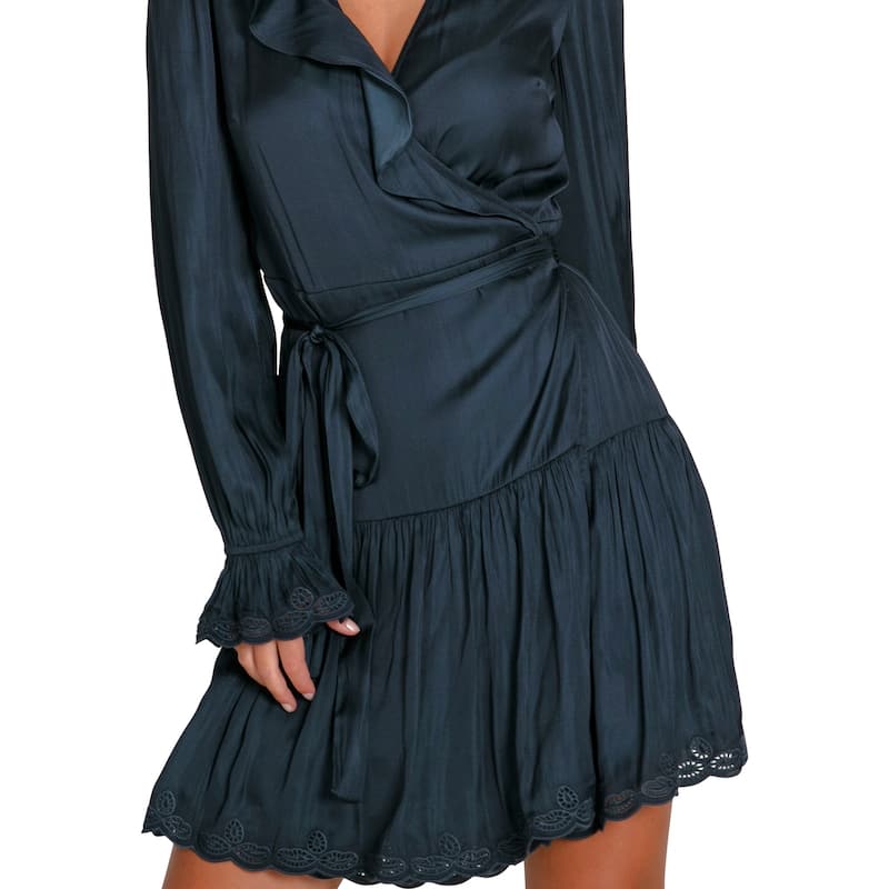 Wild Flower Embroidered Wrap Dress