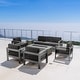 preview thumbnail 2 of 26, Cape Coral Aluminum 7-piece Sofa Chat Set with Fire Pit by Christopher Knight Home Grey + Dark Grey + Light Grey Fire Pit