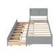 preview thumbnail 9 of 7, Grey Pine Wood Platform Bed with Storage Headboard, Twin Trundle, and 3 Drawers