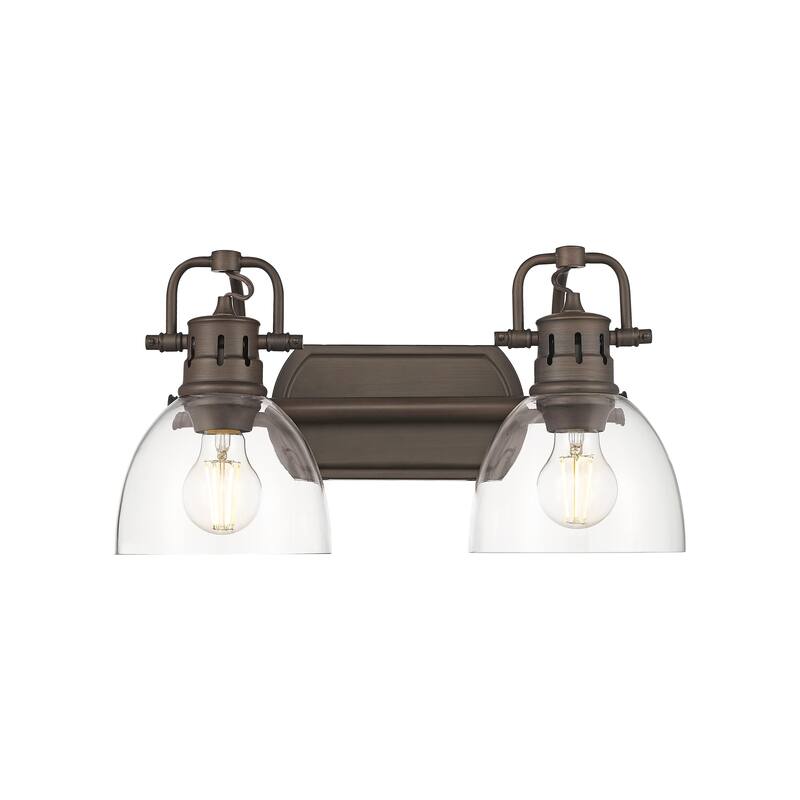 Yep by Golden Lighting Duncan 2-light Vanity in Rubbed Bronze and Clear Glass