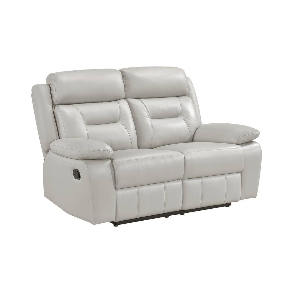Fremont & Park Papyrus Leather Match Manual Double Reclining Loveseat