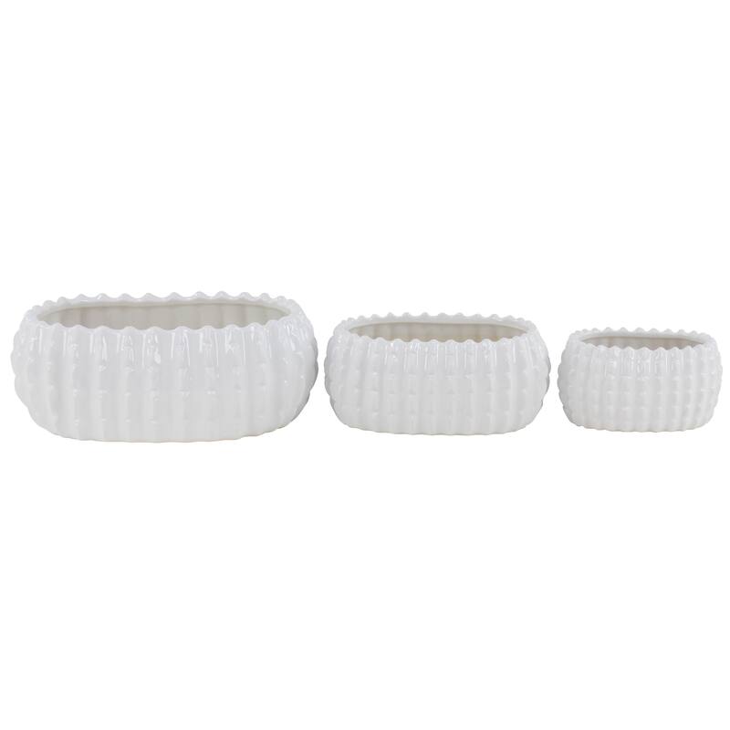 White Ceramic Indoor Outdoor Planter (Set of 3)
