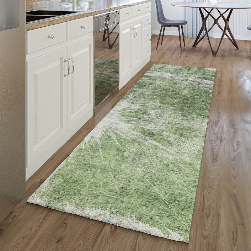 Premium Washable Super Soft Abstract Woodgrain Mayfield Rug - Aloe - 2' 3" x 7' 6" - Runner