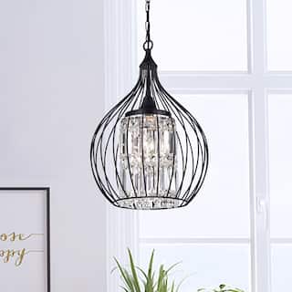 Acatia Round 3-Light Black Foyer Metal Pendant
