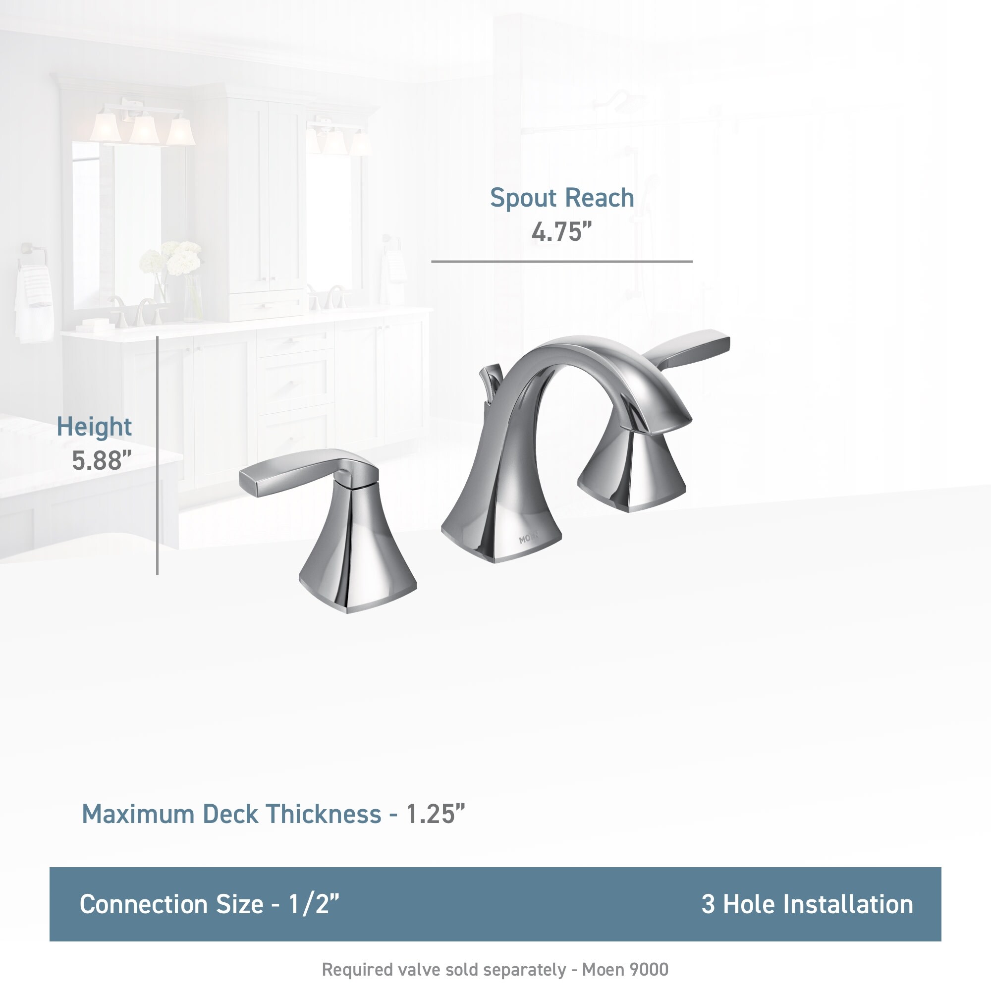 Moen Voss Double Handle Widespread Bathroom Faucet - Pop-Up ...