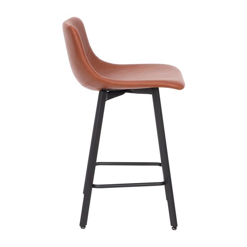 Set of 2 Armless Upholstered Metal Counter Stools
