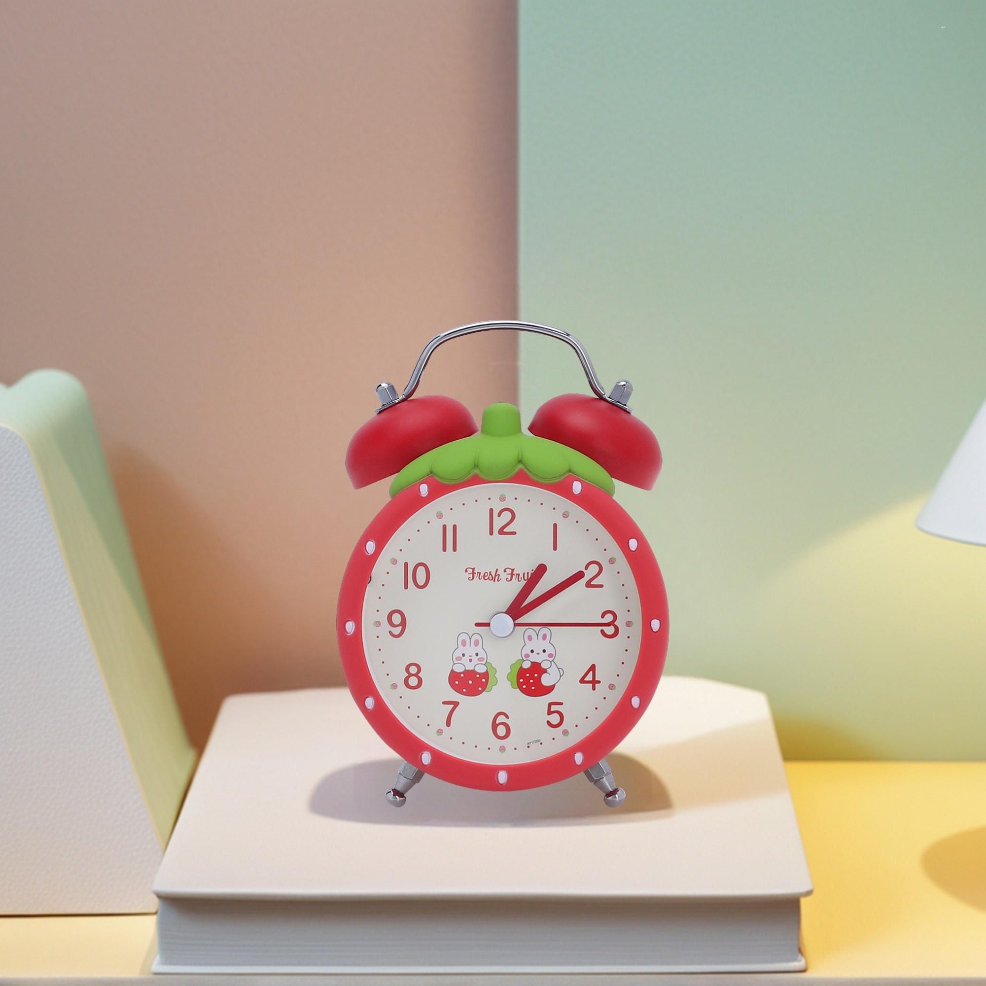 Strawberry Shape Alarm Clock, Traditional Dual Bell Design, Loud Alarm, for Bedroom 3.5"Lx2.4"Wx4.7"H - 3.5"L x 2.4"W x 4.7"H