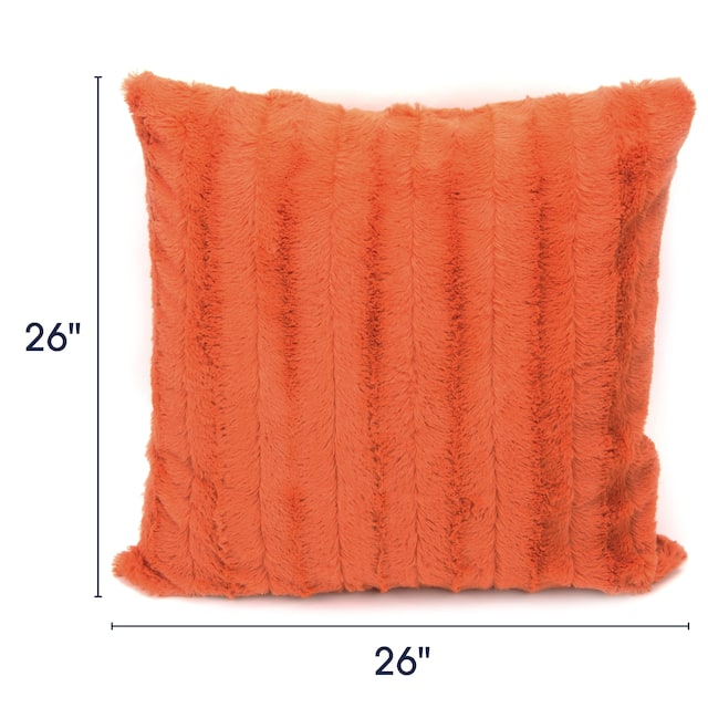 Cheer Collection Solid Color Faux Fur Throw Pillows (Set of 2) - 26 x 26 - Rust
